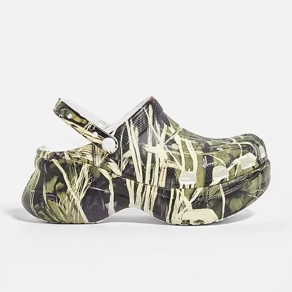 platform camo crocs